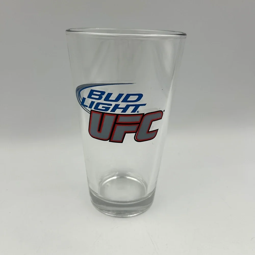 Bud Light Pint Glass Clear 16 oz UFC MMA Graphic Brew Logo